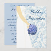 Elegante Trouwjurk Blauwe Bruiloft Uitnodiging (Voorkant / Achterkant)