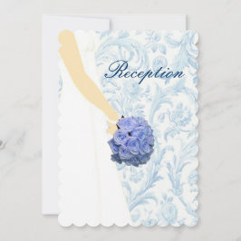 Elegante Trouwjurk Blauwe Ontvangstkaart Kaart