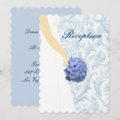 Elegante trouwjurk Blauwe receptiekaart Kaart (Voorkant / Achterkant)