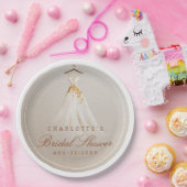 Elegante Trouwjurk Bruidsdouche Papieren Bord (Feest)