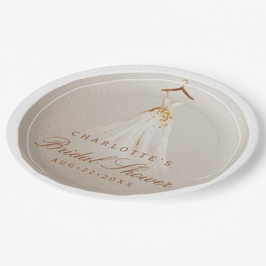 Elegante Trouwjurk Bruidsdouche Papieren Bord (Gekanteld)