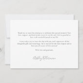 Elegante Trouwjurk Bruidsfeest Bedankkaart (Achterkant)