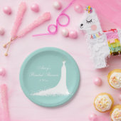 Elegante trouwjurk, bruidsfeest, op maat gemaakt papieren bordje (Feest)