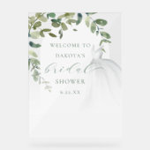 Elegante trouwjurk bruidsfeest welkom acryl bord (Voorkant)