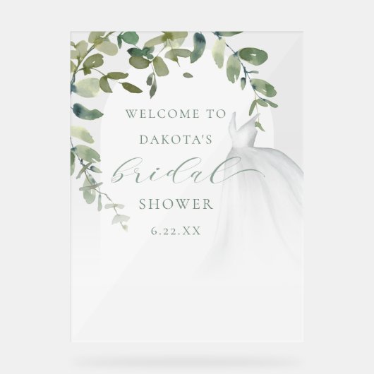 Elegante trouwjurk bruidsfeest welkom acryl bord (Voorkant)