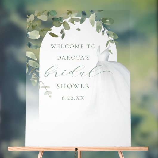 Elegante trouwjurk bruidsfeest welkom acryl bord (Neutraal)