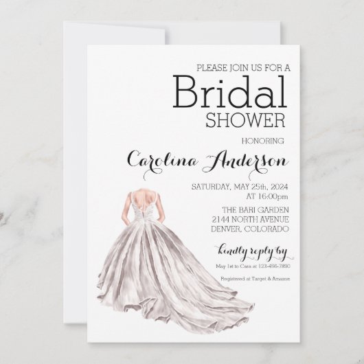 Elegante trouwjurk bruidsuitnodiging kaart (Voorkant)