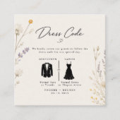 Elegante Trouwjurk Code met Wilde Bloemen Informatiekaartje (Voorkant)