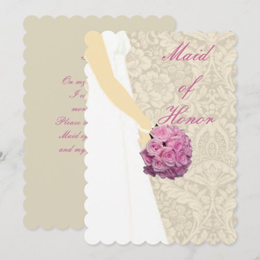 Elegante Trouwjurk Getuige Kaart (Voorkant / Achterkant)