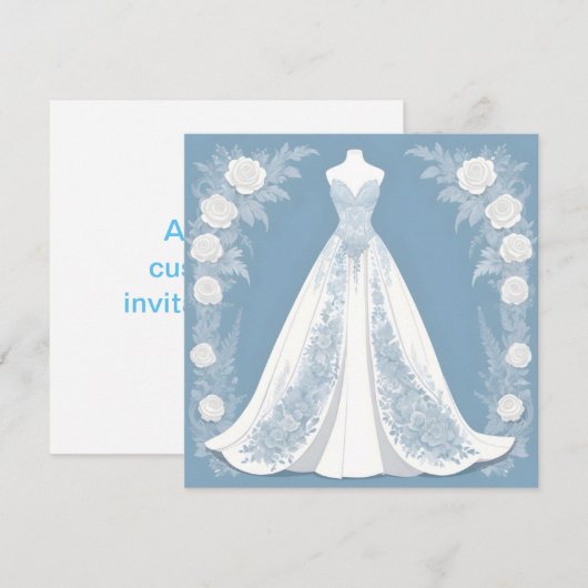 Elegante trouwjurk illustratie save the date (Voorkant / Achterkant)