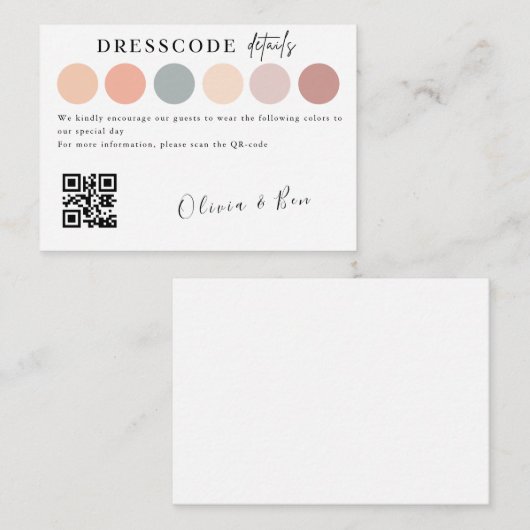 Elegante trouwjurk kleur kledingvoorschrift invoeg informatiekaartje (Voorkant / Achterkant)