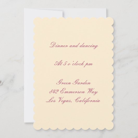 Elegante Trouwjurk Ontvangstkaart Kaart (Achterkant)