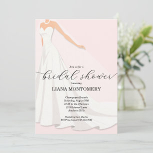 Elegante Trouwjurk Roze Bruidsborrel Kaart