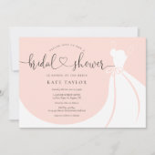 Elegante trouwjurk roze bruidsfeest kaart (Voorkant)