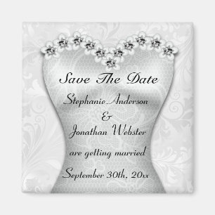 Elegante Trouwjurk Save The Date Magneet