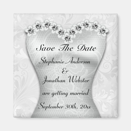 Elegante Trouwjurk Save The Date Magneet (Voorkant)