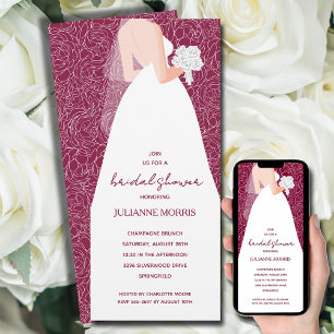 Elegante Trouwjurk Vrijgezellenfeest Cranberry Kaart
