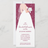 Elegante Trouwjurk Vrijgezellenfeest Cranberry Kaart (Voorkant)