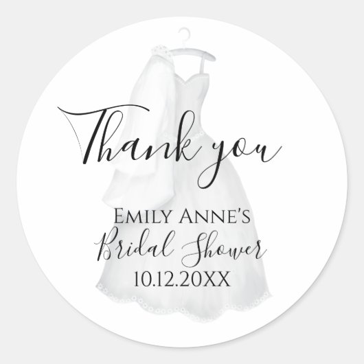 Elegante Trouwjurk Vrijgezellenfeest Custom Ronde Sticker (Voorkant)