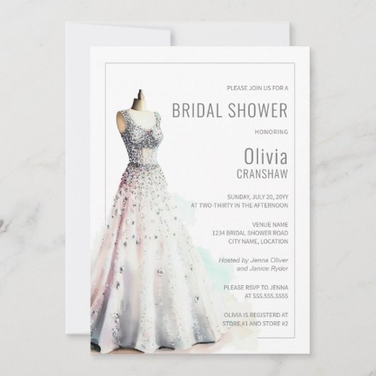 Elegante Trouwjurk Vrijgezellenfeest Kaart (Voorkant)