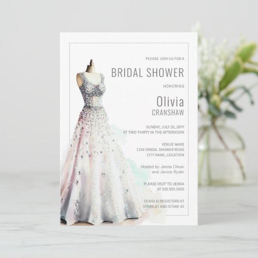 Elegante Trouwjurk Vrijgezellenfeest Kaart (Staand voorkant)