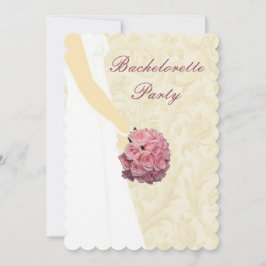Elegante trouwjurk vrijgezellenfeest uitnodiging