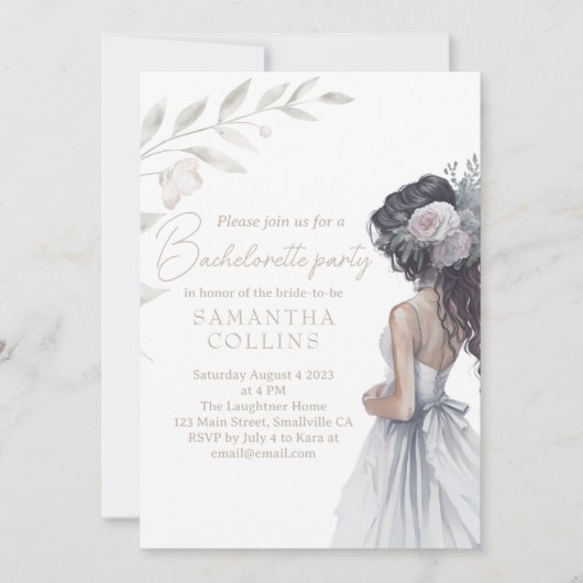 Elegante Trouwjurk Waterverf Bachelorette Party Kaart (Voorkant)