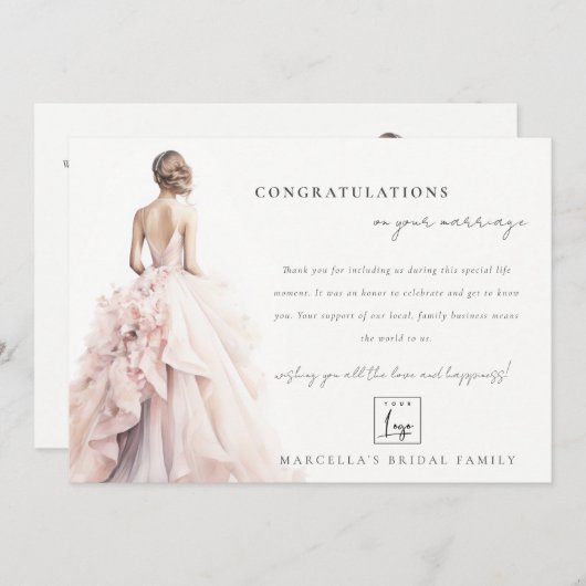 Elegante Trouwjurk Zakelijke Bedankt QR Code Kaart (Voorkant / Achterkant)