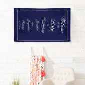 Elegante Trouwkaart Aangepaste Namen Navy Blauwe W Spandoek (Insitu)