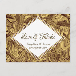 Elegante trouwkaart bedanken in goud briefkaart