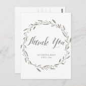 Elegante trouwkaart bedankkaartjes grijze krans briefkaart (Voorkant / Achterkant)