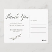 Elegante trouwkaart bedankkaartjes grijze krans briefkaart (Achterkant)