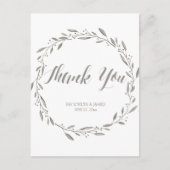 Elegante trouwkaart bedankkaartjes grijze krans briefkaart (Voorkant)