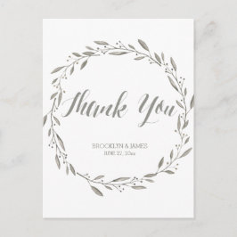 Elegante trouwkaart bedankkaartjes grijze krans briefkaart