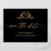 Elegante Trouwkaart - Black en Echt Goud Folie Uitnodiging Briefkaart (Voorkant)