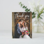 Elegante trouwkaart bruid en bruidegom foto briefkaart (Staand voorkant)