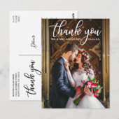 Elegante trouwkaart bruid en bruidegom foto briefkaart (Voorkant / Achterkant)