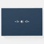 Elegante Trouwkaart Burgundy Roze Wit Bloemen Goud Gastenboek (Achterkant)