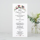 Elegante Trouwkaart Burgundy Roze Wit Bloemen Menu (Staand voorkant)