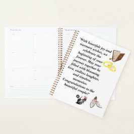 Elegante Trouwkaart – Chic Zwart Hakken met Roze  Planner