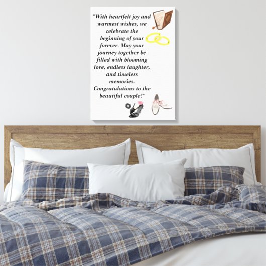 Elegante Trouwkaart – Chic Zwarte Hakken met Roze Canvas Afdruk (Insitu (Slaapkamer))