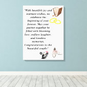 Elegante Trouwkaart – Chic Zwarte Hakken met Roze Canvas Afdruk (Insitu (Houten vloer))