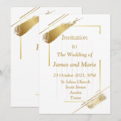 Elegante trouwkaart, eenvoudig goud kaart (Voorkant / Achterkant)