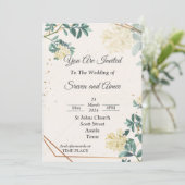 Elegante trouwkaart, eenvoudig groen beige kaart (Staand voorkant)