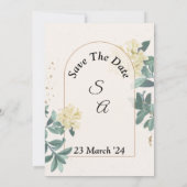 Elegante trouwkaart, eenvoudig groen beige kaart (Achterkant)