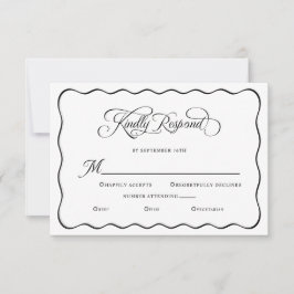 Elegante Trouwkaart Gelieve te Reageren Golfjes Li RSVP Kaartje