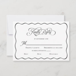 Elegante Trouwkaart Golvend Lijstje Zwart RSVP Kaartje