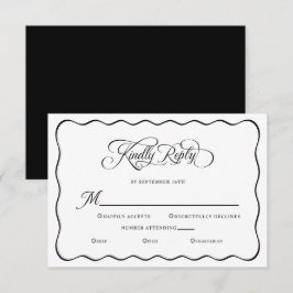 Elegante Trouwkaart Golvend Lijstje Zwart RSVP Kaartje