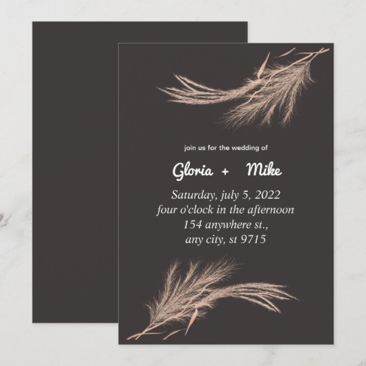 Elegante trouwkaart groene trouwkaart aankondiging (Voorkant / Achterkant)