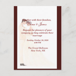 Elegante trouwkaart in bordeauxrood briefkaart